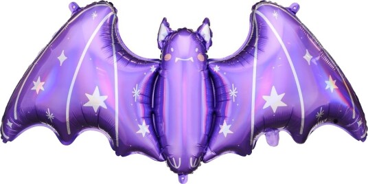 Stor Lilla Flaggermusformet Folieballong 119,5x51 cm