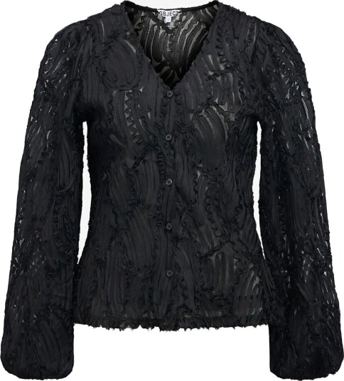 Object Objlucie Luka L/S Re V-Neck Top 147 - BLACK - 42