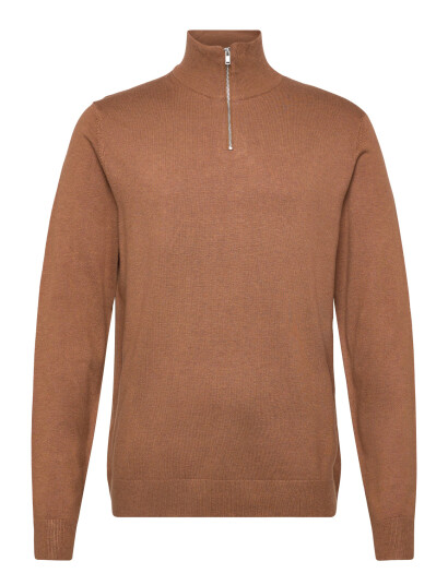 Lindbergh Ecovero Half Zip L/S Knit Brown XXXL Lindbergh Ecovero Half Zip L/S Knit Brown XXXL