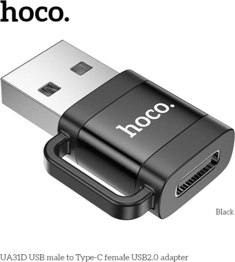 Hoco Ua31d Adapter Usb-A Til Usb-C Svart