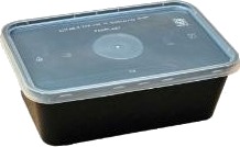 Plastbakke Nudelbakke 750Ml L175xb120xh58mm Sort Med Låg Til Microovn,250 Stk/Krt