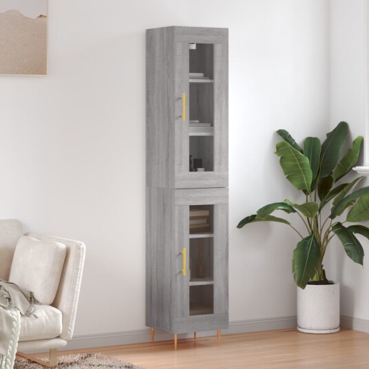 vidaXL Highboard grå sonoma 34,5x34x180 cm konstruert tre 8720845488451 vidaXL Highboard grå sonoma 34,5x34x180 cm konstruert tre 8720845488451