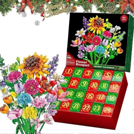 2025 Blomsterbukett Byggeklosser Julekalender 2024 Jul 24 Dager Solsikkebukett Overraskelsesboks Solsikke