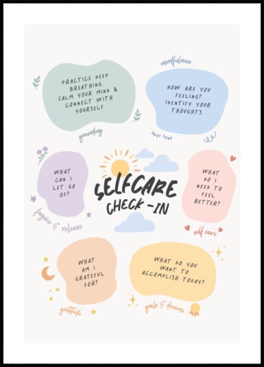 Positive Selfcare Check In Plakat / 21x30
