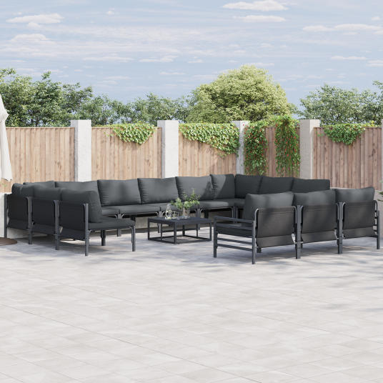  Hagesofa Set 13 pcs Antrasitt Stål