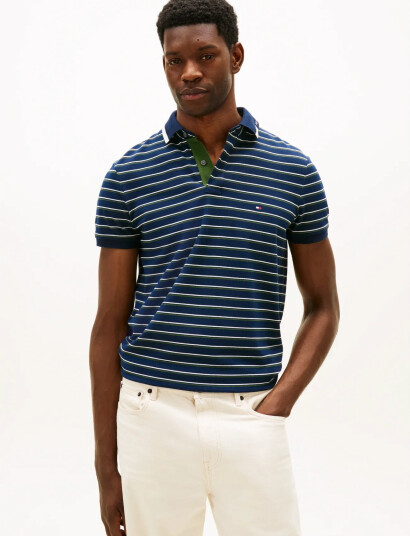 Tommy Hilfiger Pique Grafic Collar Reg Polo - Navy - S