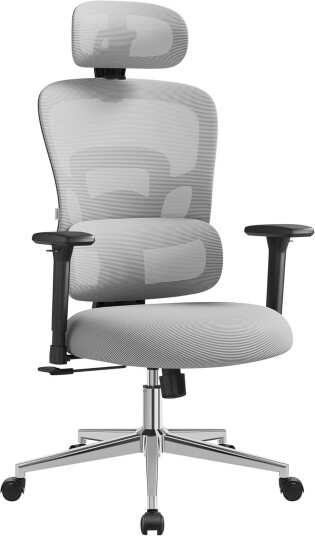 Ergonomisk nettingkontorstol med armlener opptil 150 kg Grå