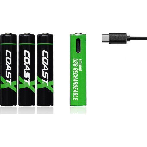 Coast Battery 1.5V AAA Li-Ion rechargeable 750 mAh USB-C cable pack of 4.