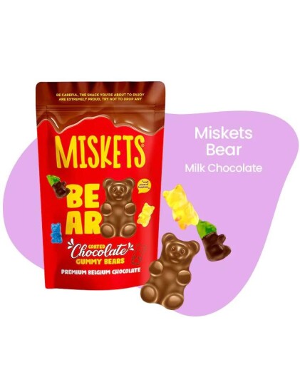 Miskets Coated Chocolate Gummy Bears Gummibjørner med Sjokolade 120 gram