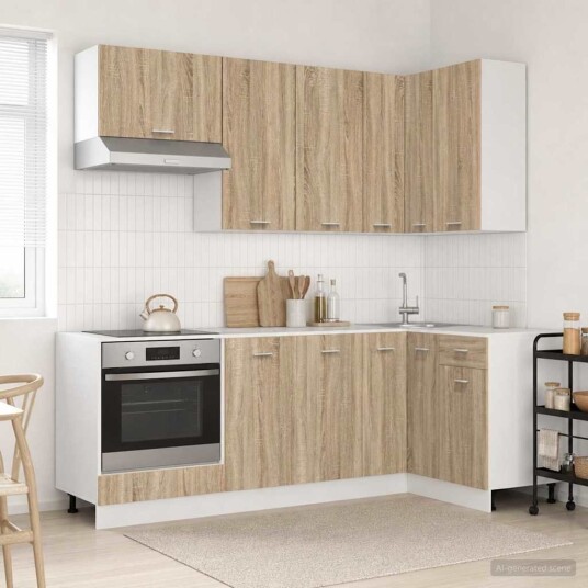 vidaXL Kjøkken enhet LYON 8 pcs Sonoma eik Konstruert tre