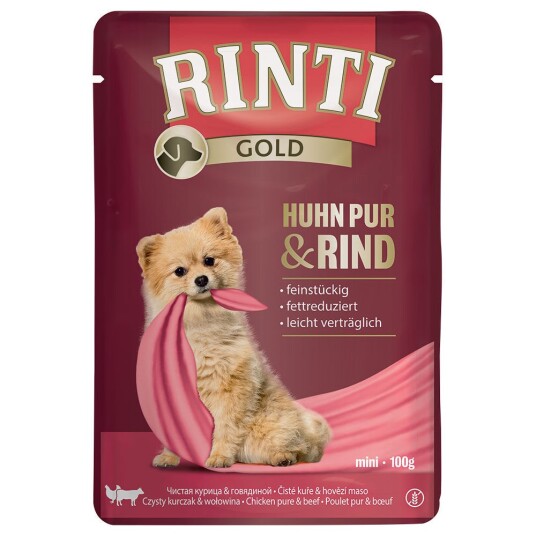 Rinti Gold 10 X 100 G Kylling Pure Og Storfekjøtt