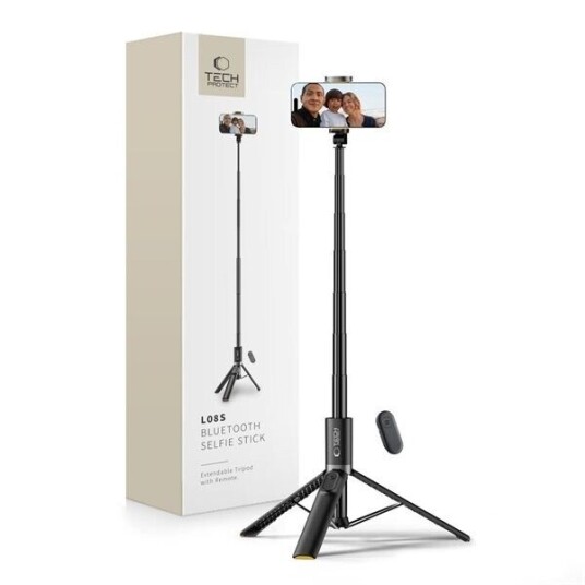 L07S Tech-Protect Selfie Stick m. Tripod Stativ & Bluetooth - Svart