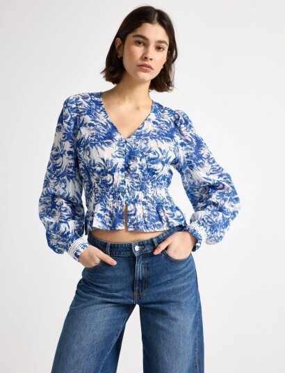 Lindex Long Sleeved Blouse Blue L