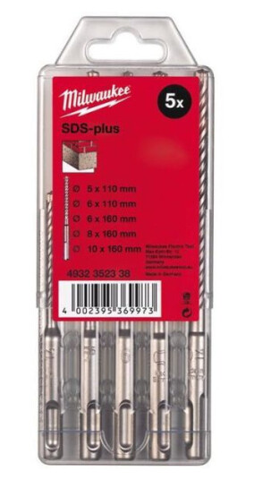 Milwaukee M2 4932352338 Hammerborsett SDS-Plus, 2-skjærs, 5 deler