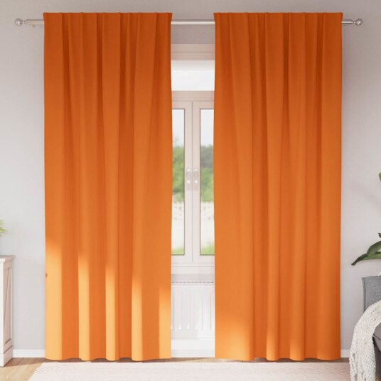 Gardiner med gardiner 2 pcs Lys oransje Polyester