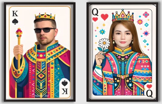 Personalisert Plakat Konge & Dronning Sett med 2 AI Plakat