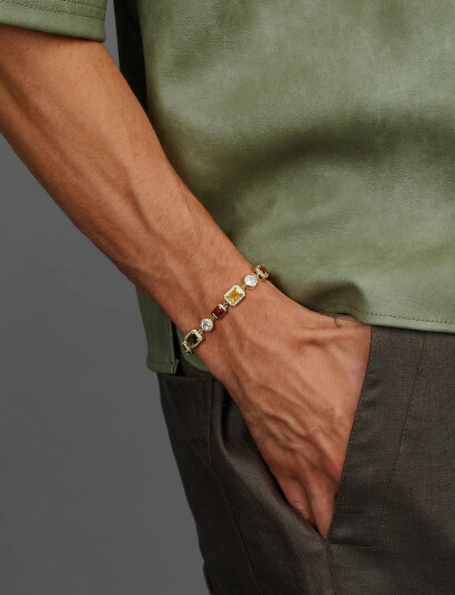 Nialaya Gold Gemstone Bracelet Multi/patterned M