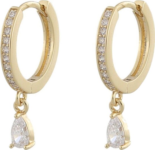 Snö Of Sweden Camille Drop Ring Earring Gold/Clear 14,5mm