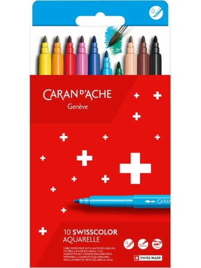 Caran D'Ache Swisscolor fargetusjer 10 vannfarger