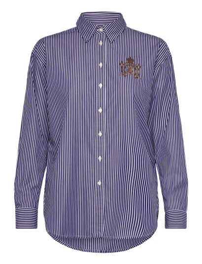 Lauren Ralph Lauren Relaxed Fit Striped Broadcloth Shirt - Blue - S
