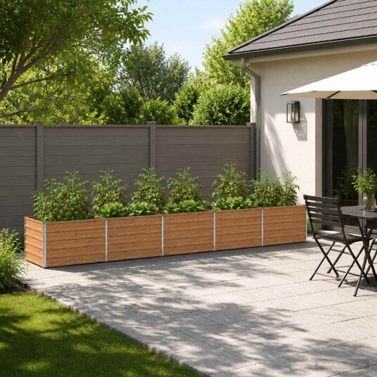vidaXL Hevet Hagebed Treet Brown 400 x 80 x 55 cm kaldvalset stål