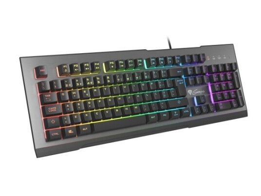 Genesis Rhod 500 Rgb, Full-Size (100%), Usb, Membrannøkkelbryter, Qwerty, Rgb Led, Sort, Sølv