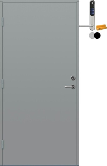 Ytterdør Bygg1 Sola med Yale Entrus BxH: 100x210 Venstre, NCS S-3502-B, Lys Grå, Yale Sølv