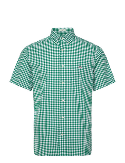 GANT Reg Poplin Gingham Ss Shirt - Green - M