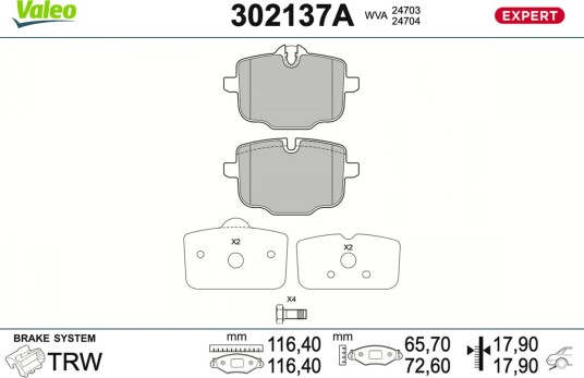 Bremseklosser VALEO 302137A