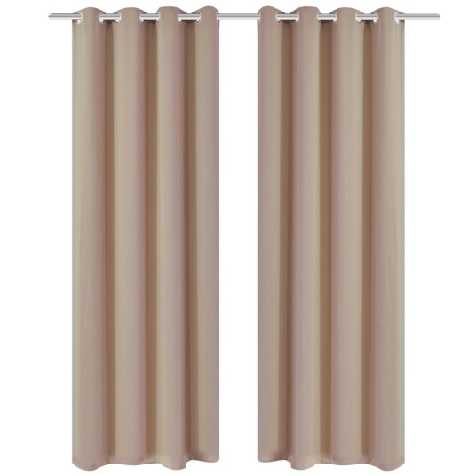 Vidaxl Lystette Gardiner 2 Stk Med Metallmaljer 135x175 Cm Krem