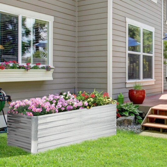 Høybed av stål, plantebed, kaldramme, hagebed, blomsterkasse, pluggbar, plantekasse, plantepotte, 180 x 90 x 60 cm for hage, bal Høybed av stål, plantebed, kaldramme, hagebed, blomsterkasse, pluggbar, plantekasse, plantepotte, 180 x 90 x 60 cm for hage, bal