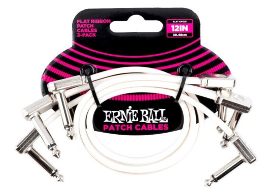 Ernie Ball Eb-6386, Flat Patch Cable Hvit 30cm, 3-Pack Ernie Ball Eb-6386, Flat Patch Cable Hvit 30cm, 3-Pack