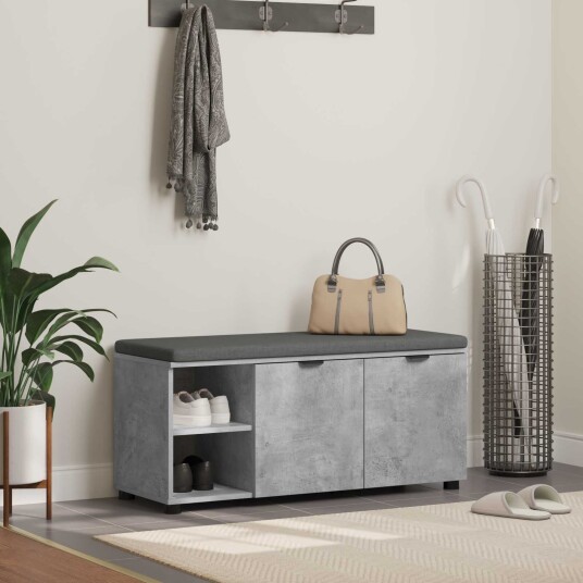 vidaXL Gangbenk BetongGrå 100 x 38 x 46 cm Konstruert treverk og stoff