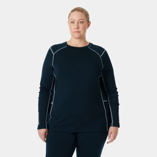 Helly Hansen Lifa® Merino Midweight Crew Plus Undertrøye Dame Marineblå 3x