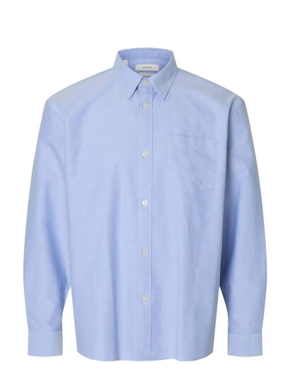 Selected Slhrlxsander Oxford Shirt Ls Noos Blue XXL