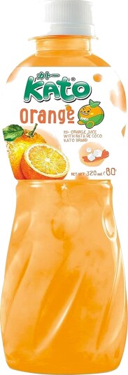 Kato Fruit Juice Nata De Coco Orange - Juice med Appelsinsmak og Kokosgelebiter 320 ml (Thailand)