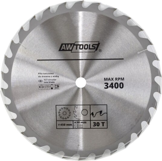 AWTools PIA Sagblad for sirkelsag - 450x30/22/16 mm, 30 tenner