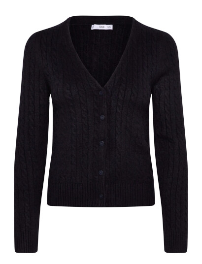Mango Knitted Braided Cardigan - Black - XS Mango Knitted Braided Cardigan - Black - XS