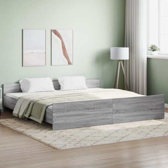vidaXL Sengeramme med hode- og fotgavl grå sonoma 180x200 cm 8721012157293