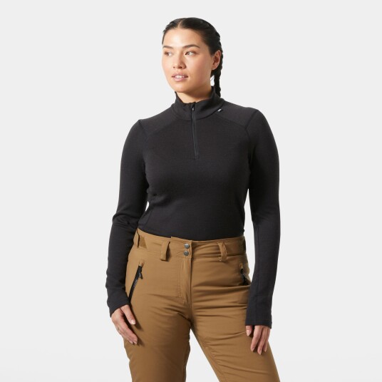 Helly Hansen Dame Lifa Merino Mellomvekt 1/2 Glidelås Basislag Svart L