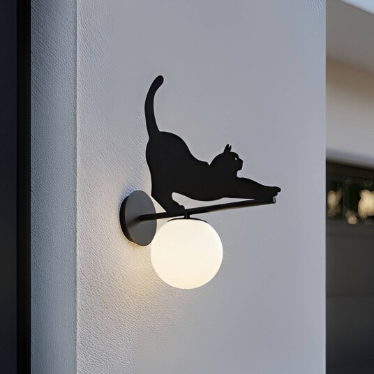 Utendørs vegglampe Katti Cat Lindby dimbar Sort Metall Herregård / rustikk Utendørs vegglampe Katti Cat Lindby dimbar Sort Metall Herregård / rustikk