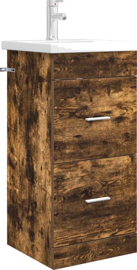 Badmøbel med vask Røkt Eik 42 x 40 x 84,5 cm Konstruert tre Badmøbel med vask Røkt Eik 42 x 40 x 84,5 cm Konstruert tre