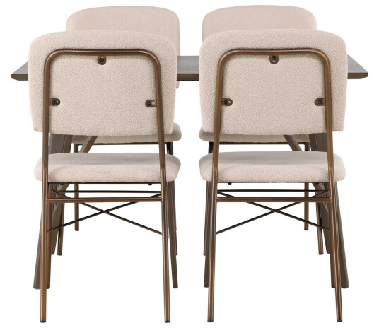Venture Design Kaseindon & Seda spisegruppe Beige/mørkebrun 4 stoler & bord 120 x 80 cm