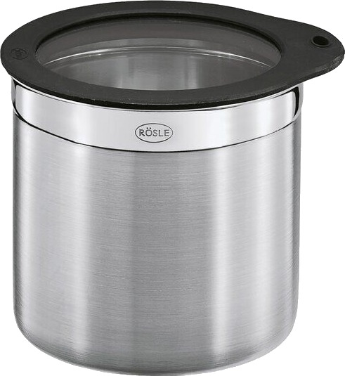 Rösle Oppbevaringsboks 1,4 L 12x12,5 cm stål/klar/svart Rösle Oppbevaringsboks 1,4 L 12x12,5 cm stål/klar/svart