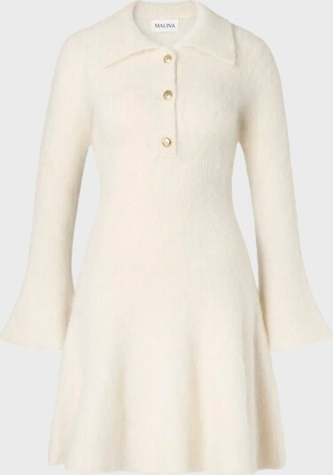 Malina Emelise Aplaca Blend Knitted Mini Dress Cream S