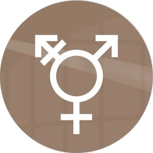 Skilt Kønsneutral Symbol Toilet Ø10 Cm Alu. Caffe Latte