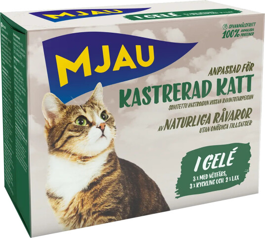 Mjau Våtfôr Multibox for Kastrerte Katter i Gelé - 8x85g