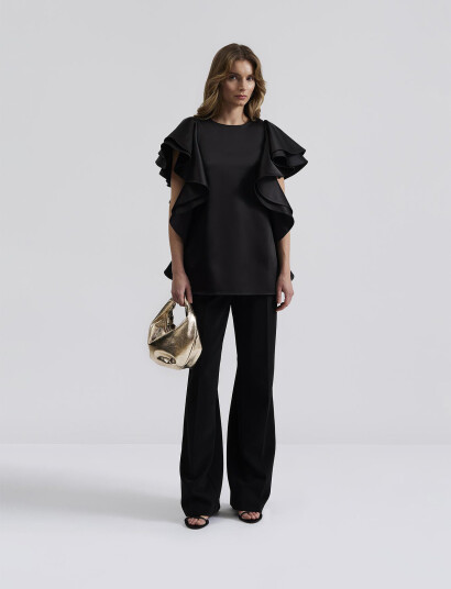 Malina Ada Frill Oversized Blouse Black M Malina Ada Frill Oversized Blouse Black M