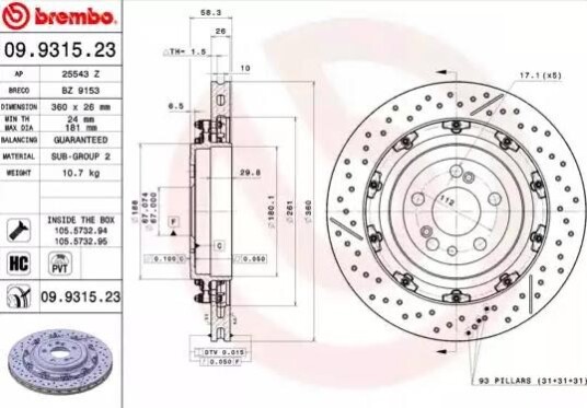 Bremseskive BREMBO 09.9315.23
