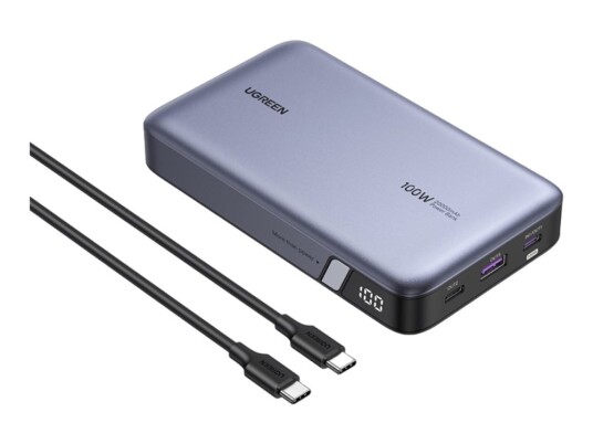 Ugreen Nexode - Strømbank - 20000 Mah - 72 Wh - 100 Watt - 6 A - Pd 3.0, Pd 2.0, Qc 3.0, Qc 2.0, Apple 2.4A, Bc 1.2 - 3 Utgangskontakter (Usb, 2 X Usb-C)